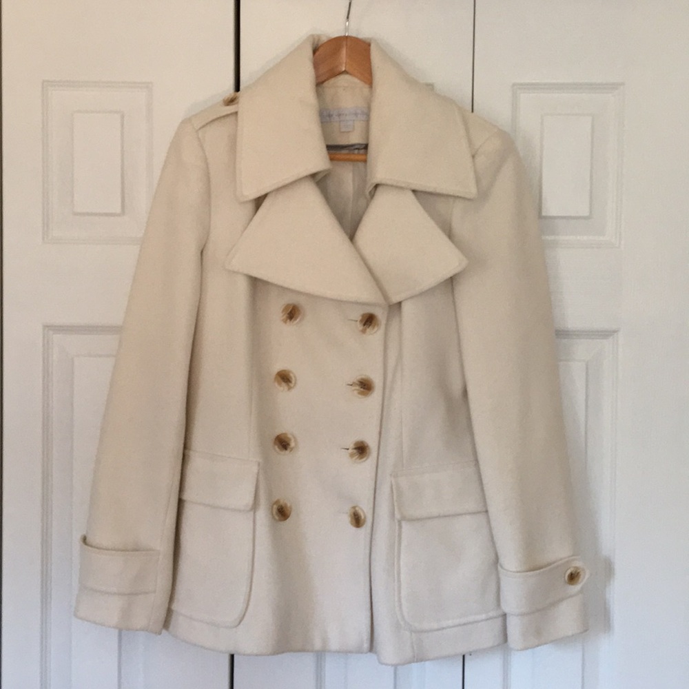 New York and Company Off White Pea Coat
